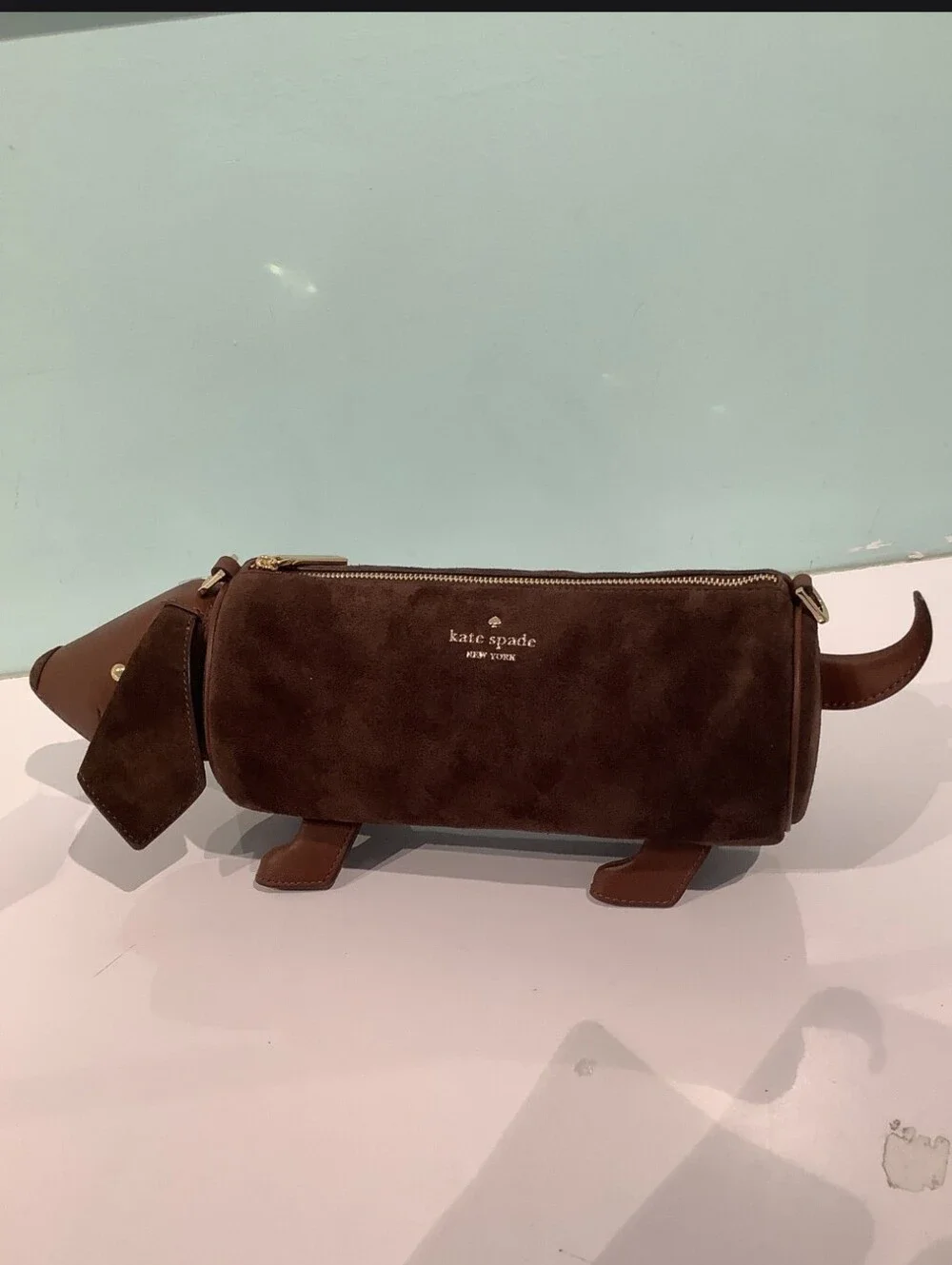 NWT Kate Spade Charlie Dachshund Crossbody Bag, Brown Multi